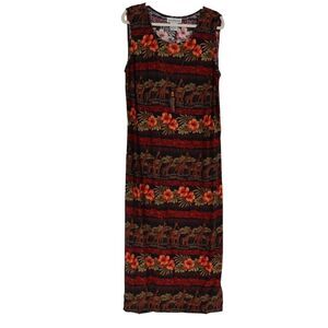 Special Thyme LTD Vintage Giraffe Safari Maxi Dress Size‎ 18W Floral Tie Waist